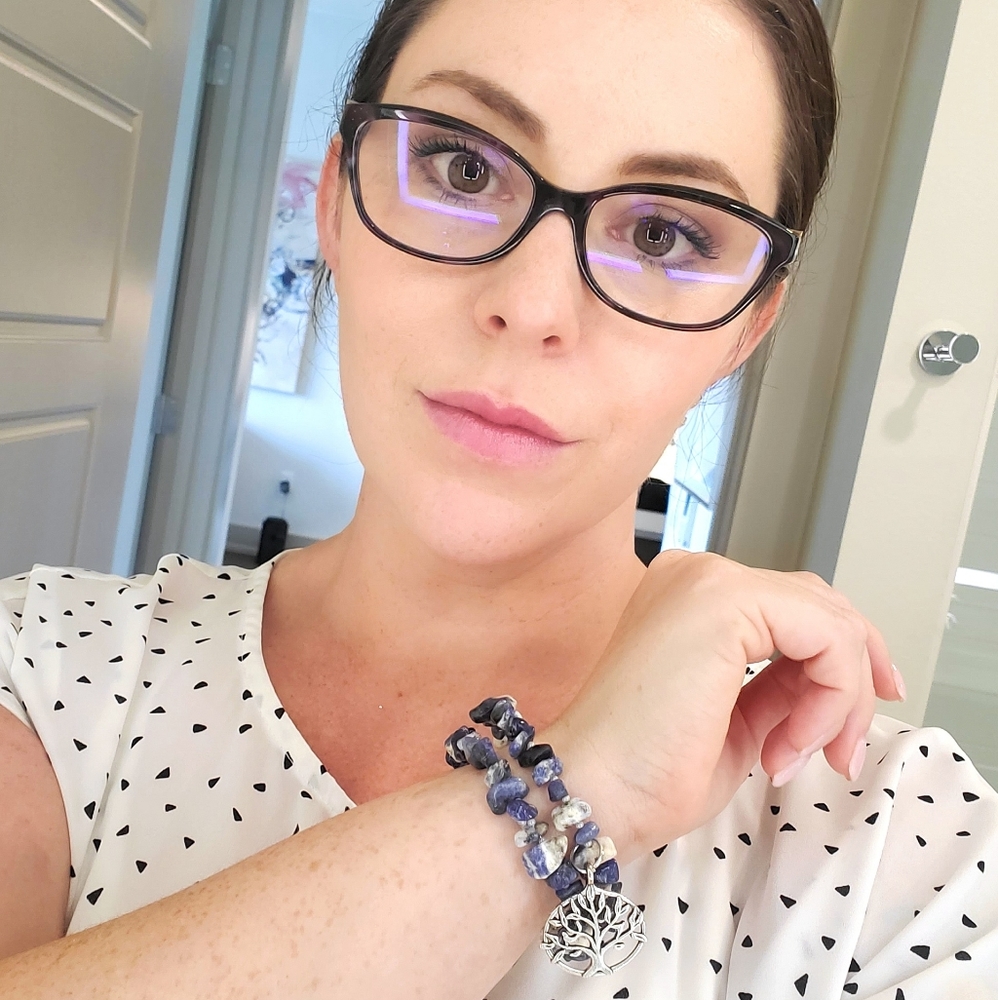 Sodalite Gemstone Dbl Layer Tree of Life Bracelet - Picture 2 of 5